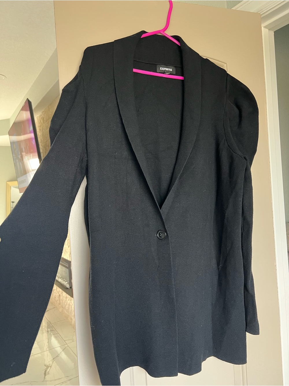 Express Black Women's Single-Button Blazer with Shawl Collar